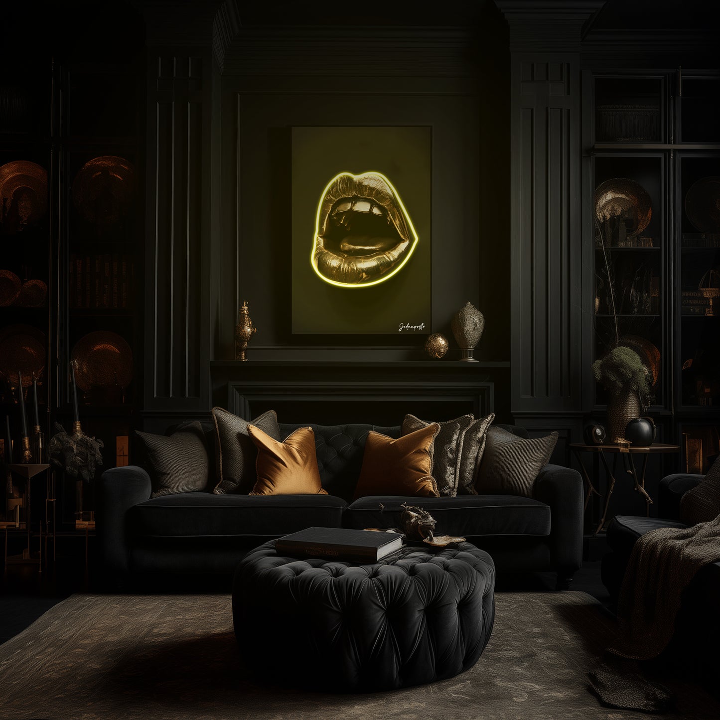 Golden Lips | LED Neon Slika