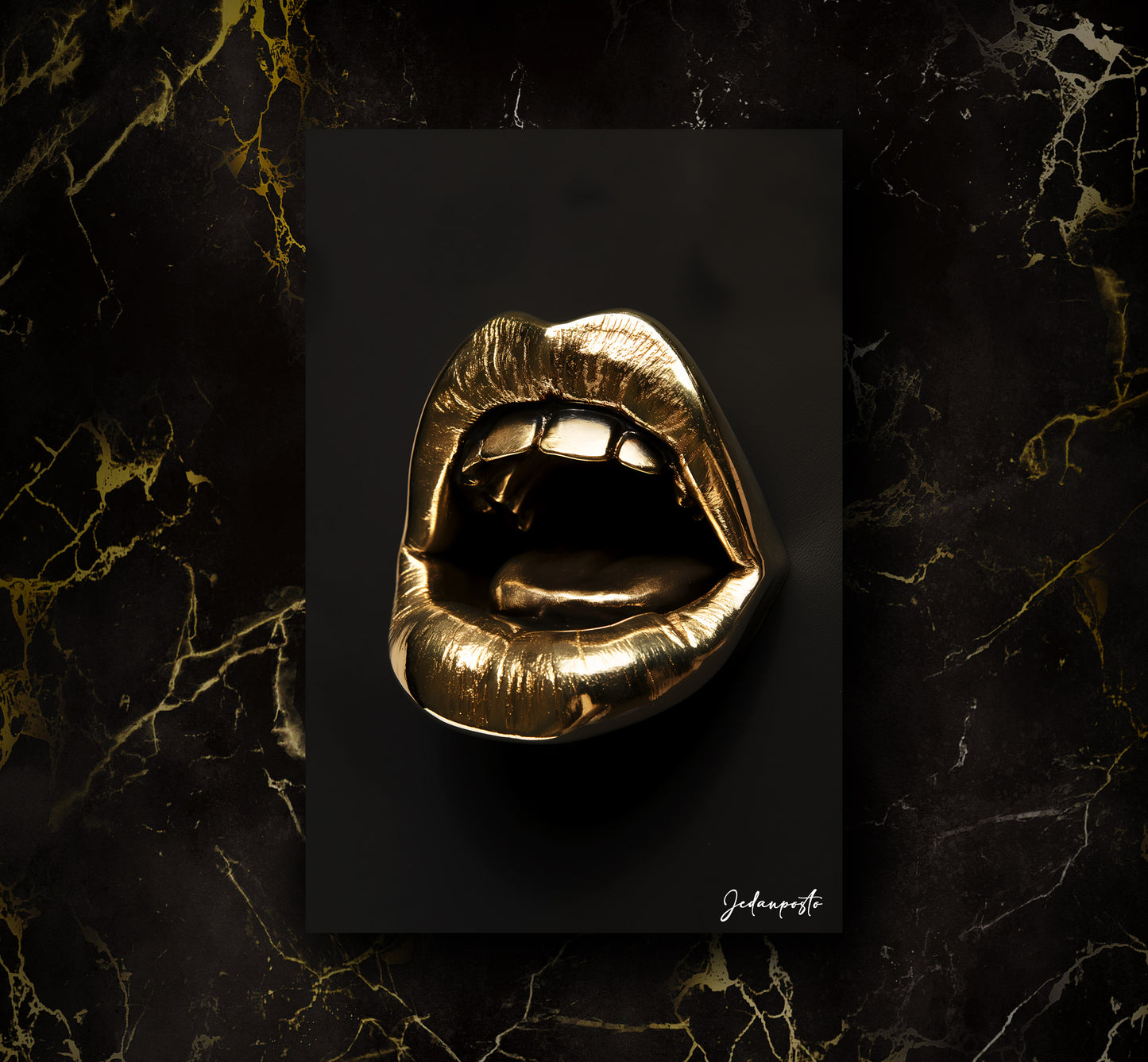 Golden Lips | LED Neon Slika