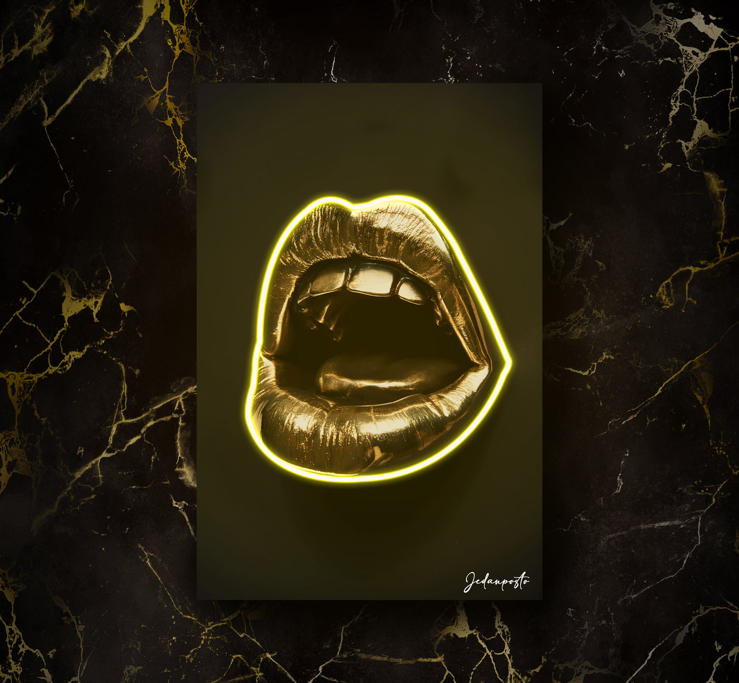 Golden Lips | LED Neon Slika