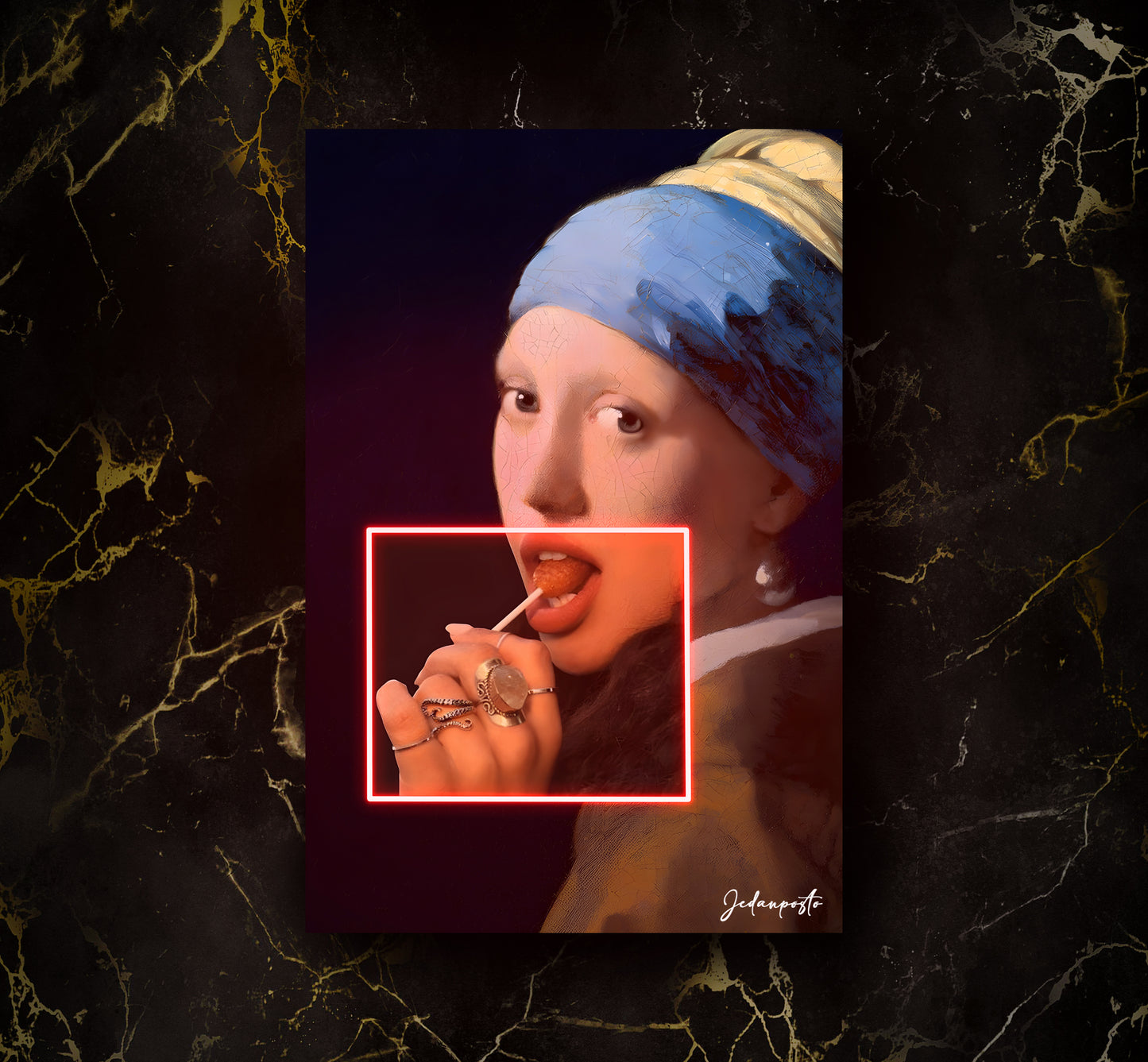 Girl With a Pearl | LED Neon Slika