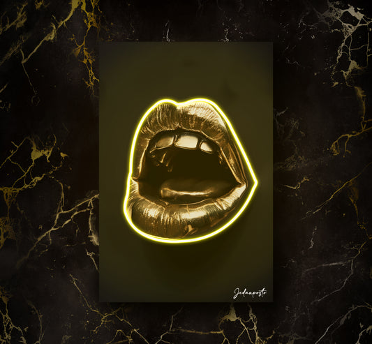 Golden Lips | LED Neon Slika
