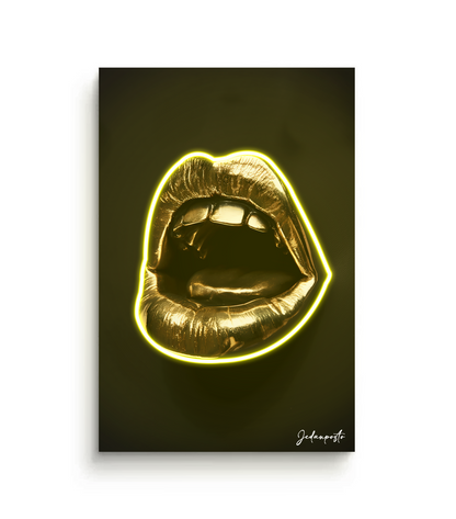 Golden Lips | LED Neon Slika