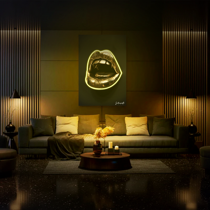 Golden Lips | LED Neon Slika